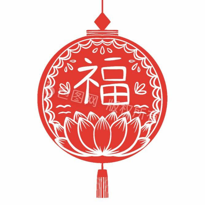 2021新年红色福字剪纸元素动图GIF图片