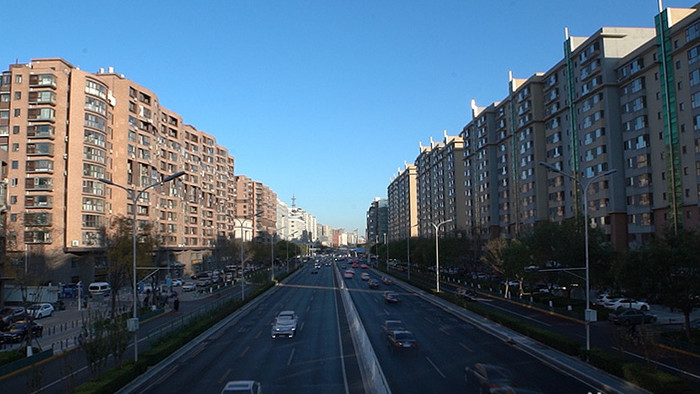 北京现代城市人流车流延时摄影