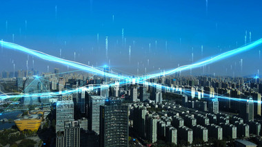 震撼科技光线城市透视跟踪ae模板