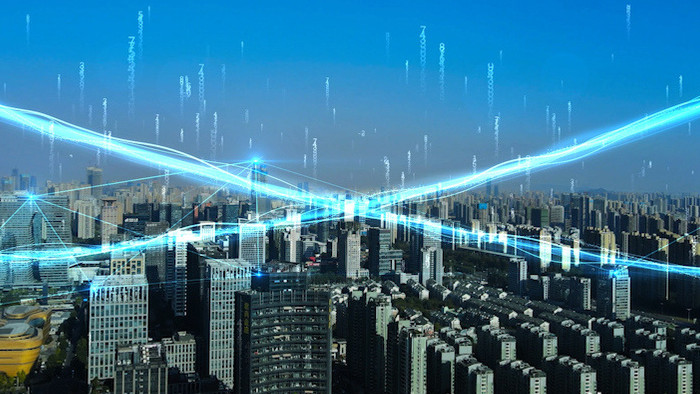 震撼科技光线城市透视跟踪ae模板