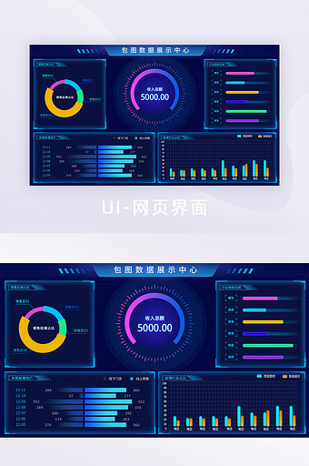 深色大气数据可视化系统大屏网页展示界面图图片