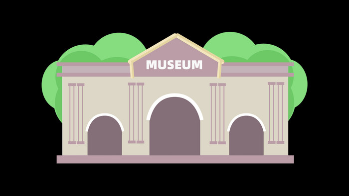 简约扁平画风建筑类博物馆mg动画