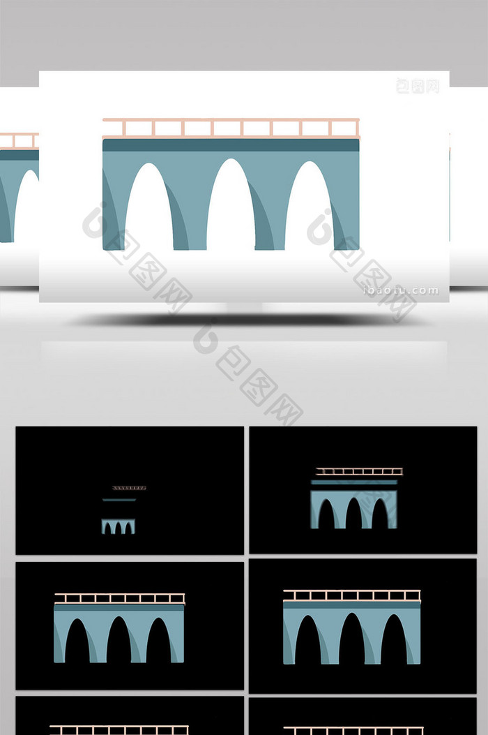 简单扁平画风城市建筑类桥梁MG动画