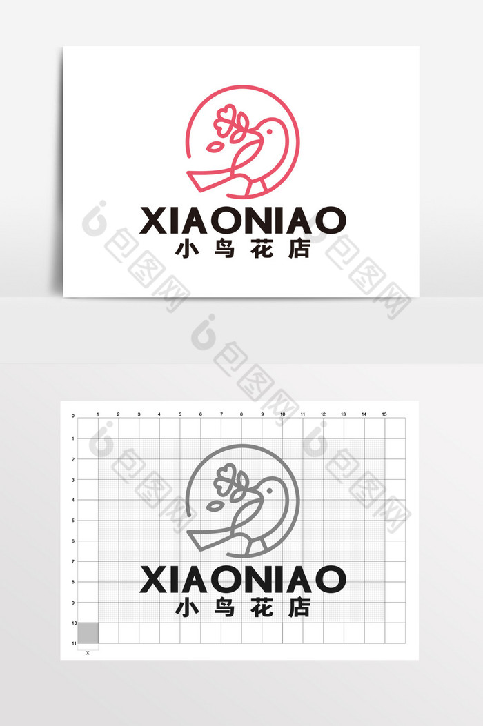 小鸟花店家纺百货LOGO标志VI鸟市图片图片