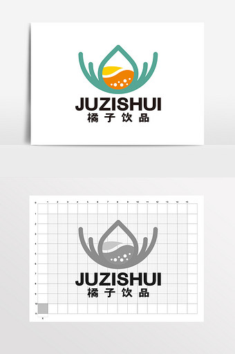 橘子水饮品店餐饮创意logo标志vi