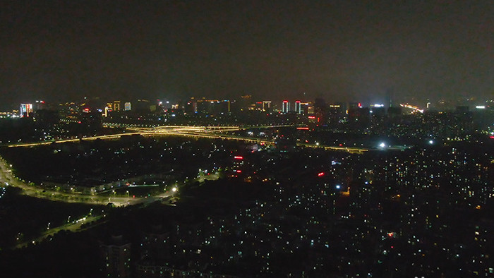 震撼航拍杭州城市繁华夜色