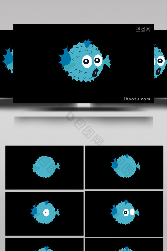 动物类河豚清新可爱风扁平风素材MG动画