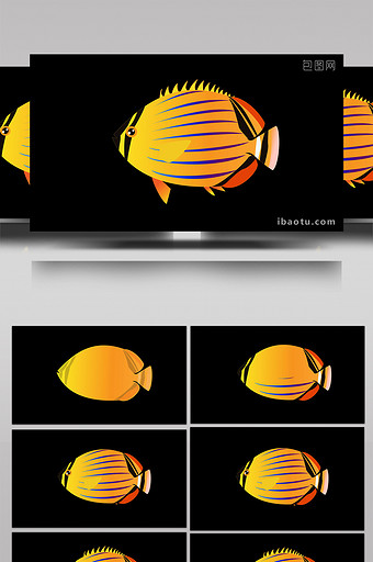 动物类绣蝴蝶鱼清新可爱风扁平风素材图片