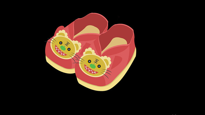 简约扁平画风生活用品类虎头鞋MG动画