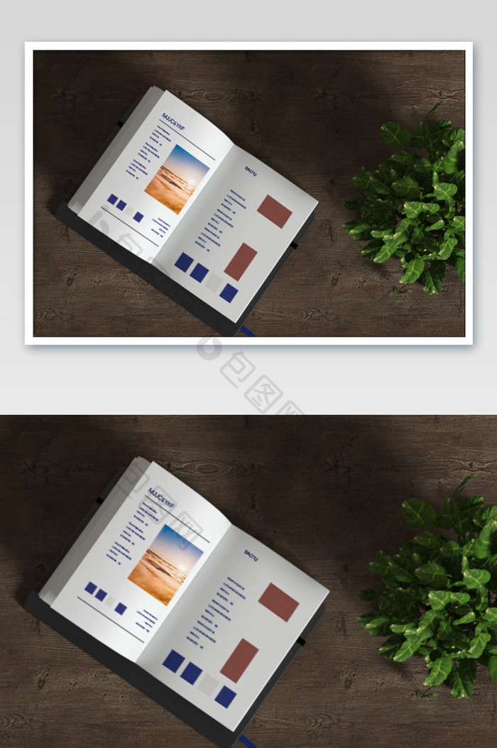 俯视角度下桌面上的书籍样机