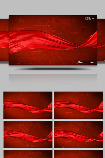 红色大气地图红绸1背景视频图片