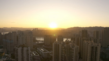 4K航拍重庆清晨日出唯美城市视频素材