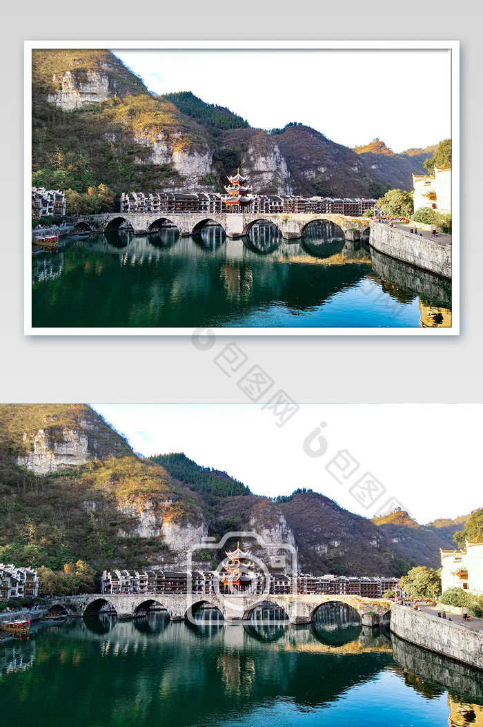 航拍贵州镇远古镇祝圣桥摄影图片图片