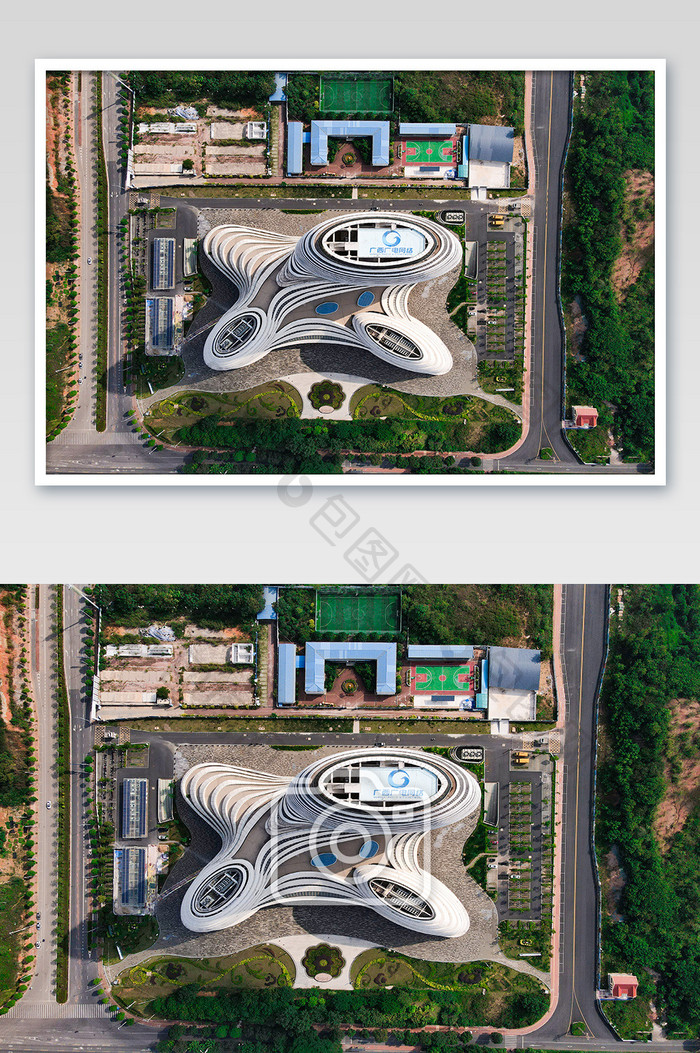俯拍广西南宁地标建筑摄影图片