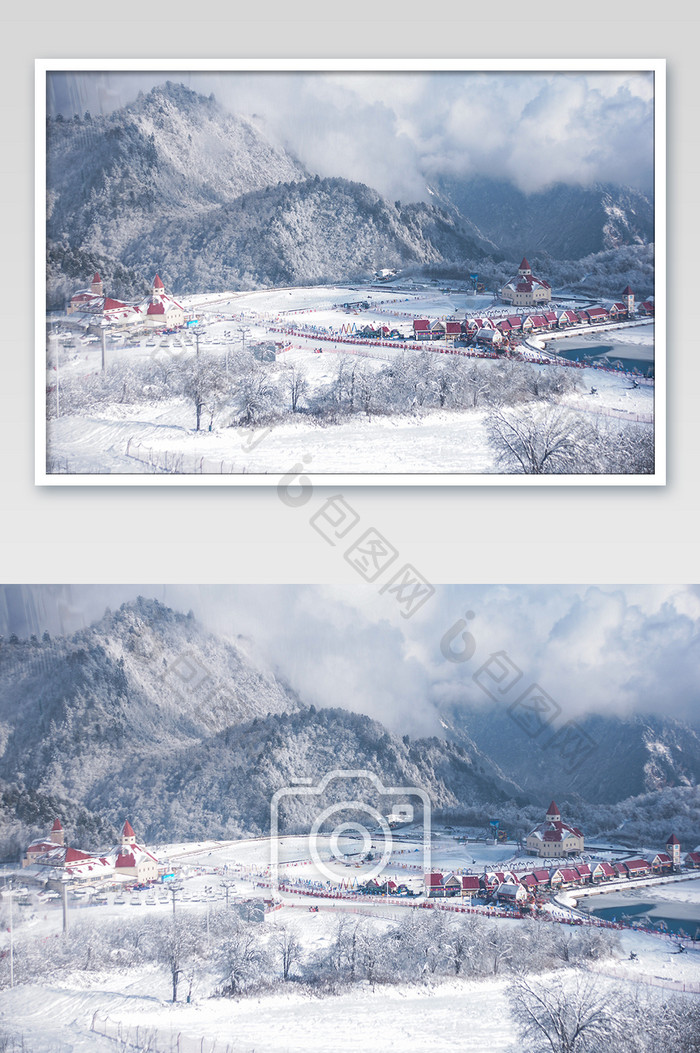大气清新雪景西岭雪山摄的影图片