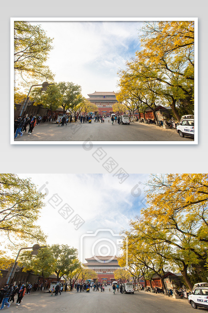 秋天秋景大气的故宫紫禁城的摄影图片