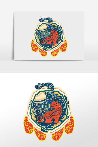 国风十二生肖虎系列元素