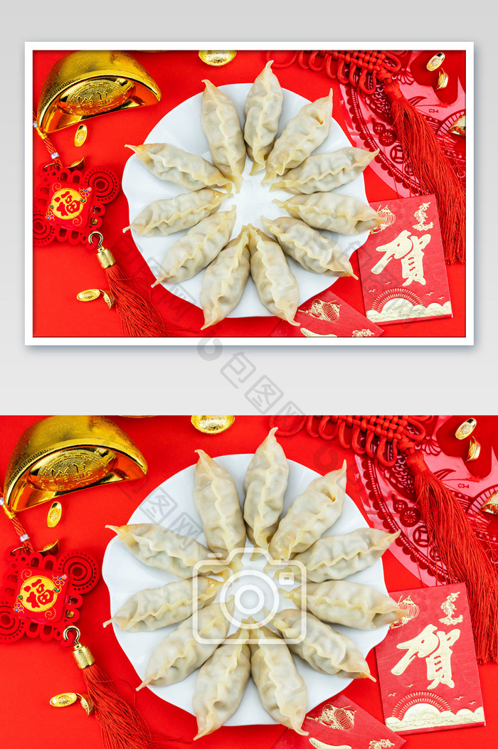 冬至美食蒸饺子摄影图