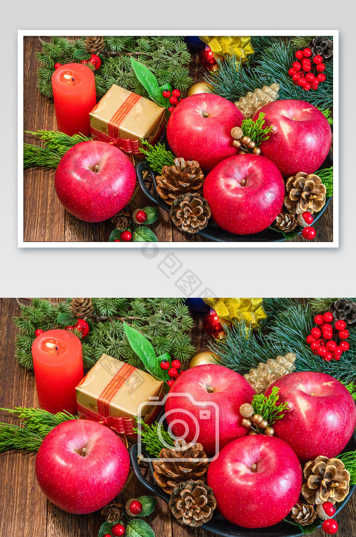 圣诞节礼物盒红苹果图片图片
