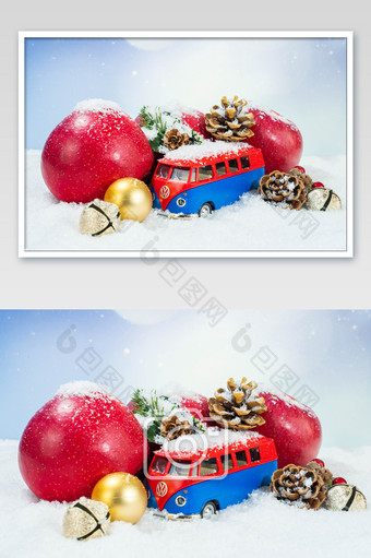 圣诞节装饰松塔摄影图图片