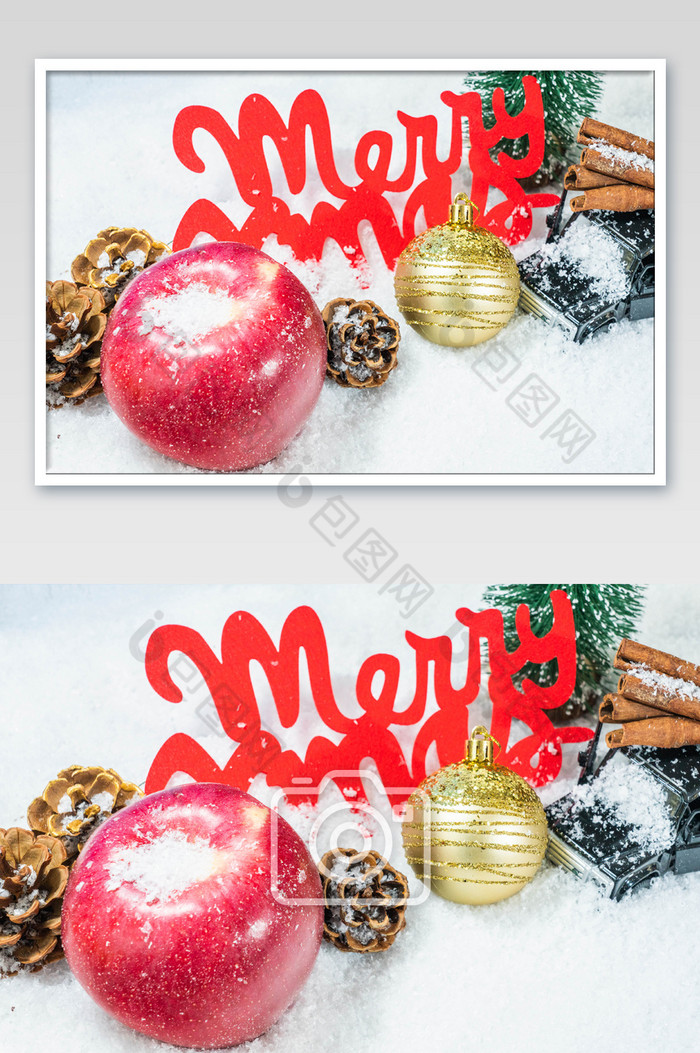 圣诞节装饰红苹果摄影图图片图片