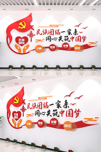 民族团结祥云党政同心共筑中国梦党建文化墙图片
