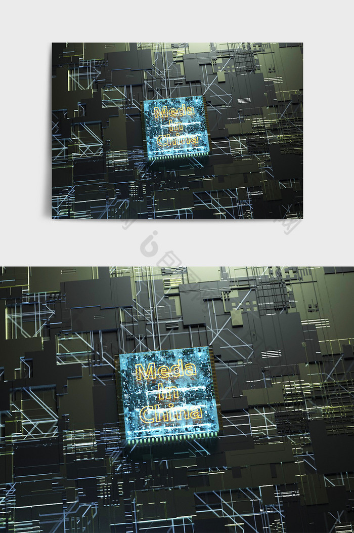 C4D科幻概念5G芯片场景图片图片