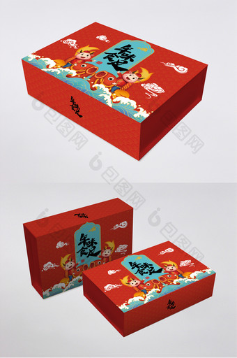 红色中国风新年年食十足食品包装图片