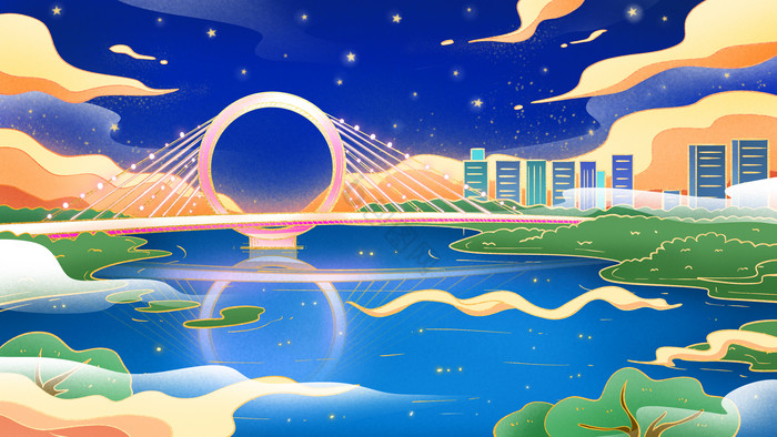 城市郑州戒指桥插画图片