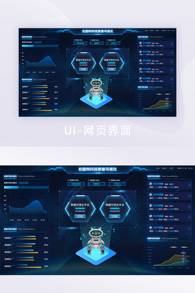 科技感数据可视化大屏界面人工智能AI机器