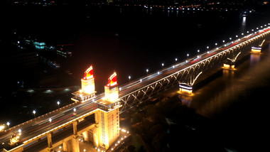 南京长江大桥夜景延时