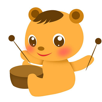 卡通可爱小熊敲鼓元素动图gif