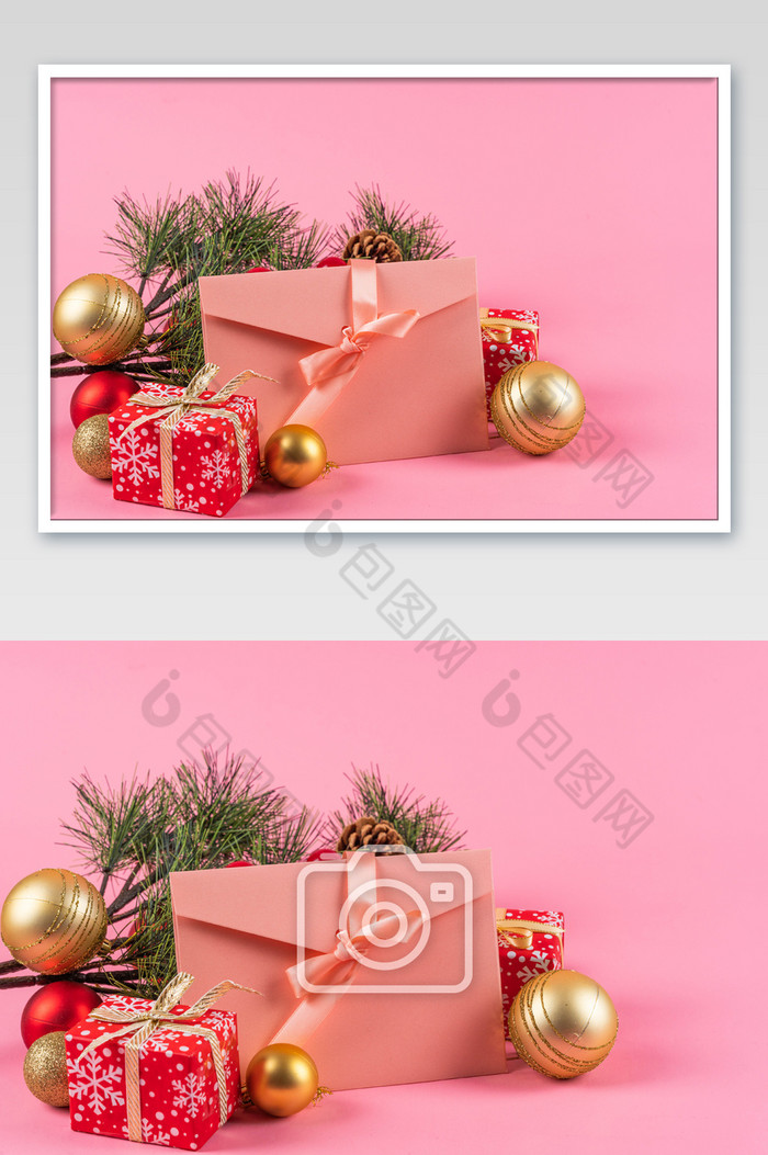 圣诞节粉色信封装饰图片图片