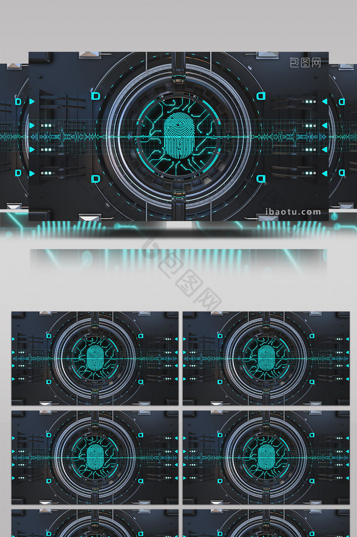 4K科技指纹识别系统高清背景视频