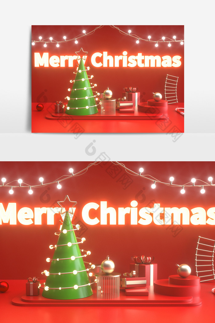 电商C4D场景圣诞节创意活动海报图片图片