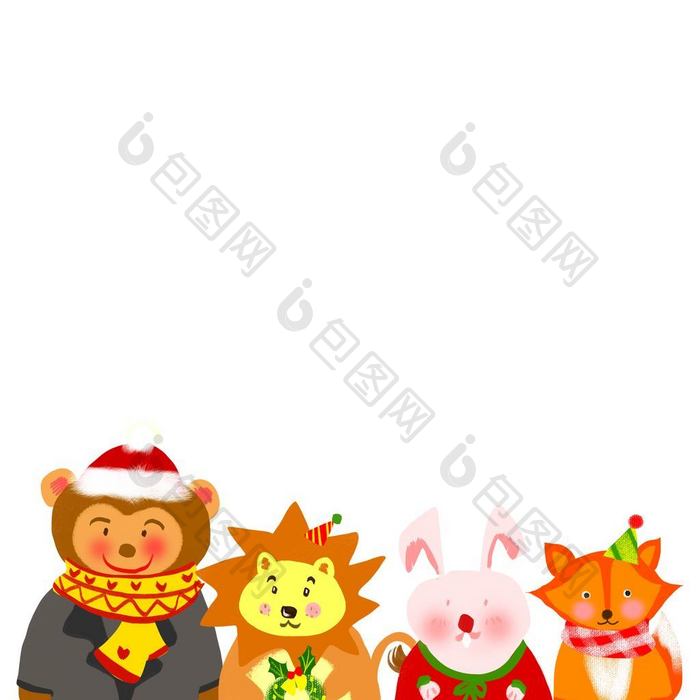 圣诞可爱卡通小动物装饰元素动图GIF