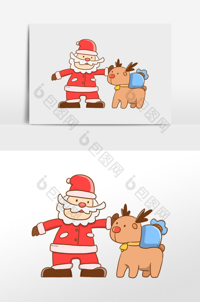 Q版圣诞老人麋鹿贴纸图片图片