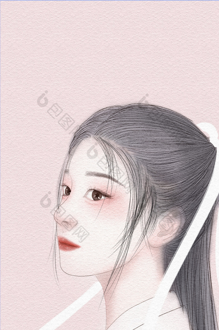 小清新古风简约美女女孩手机壁纸