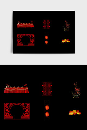 红色灯笼中式风格婚礼元素