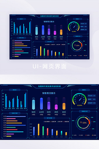 深色大气数据可视化后台展示ui移动界面图图片