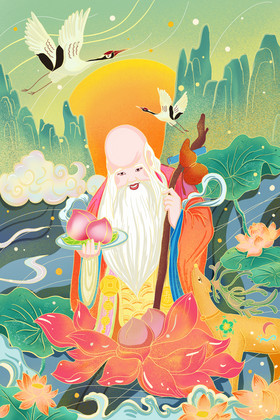 年画寿星插画