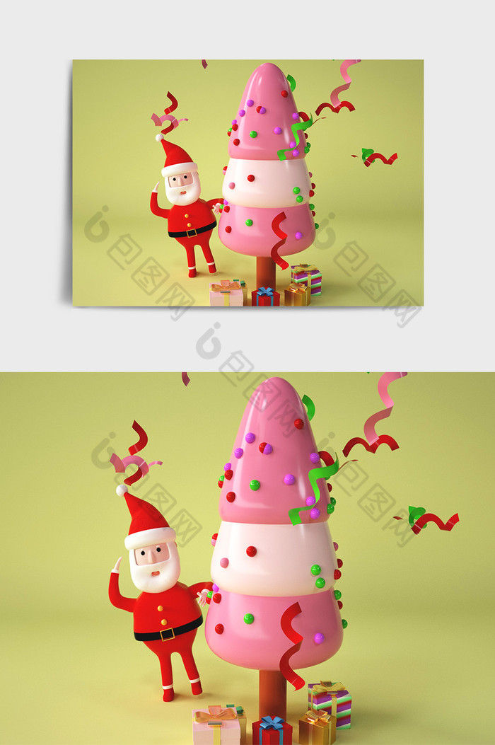 个性定制C4D卡通风格圣诞老人IP形象图片图片