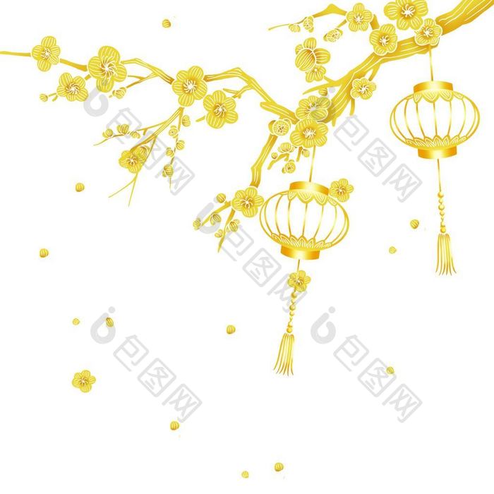 新年春节金色灯笼装饰元素动图GIF
