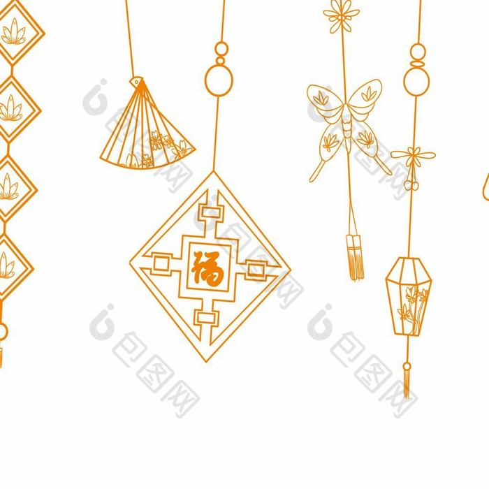 2021新年金色装饰吊饰元素动图GIF