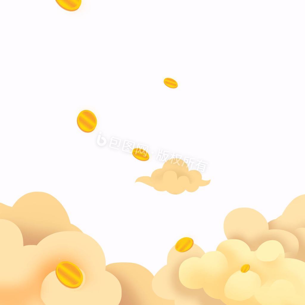 2021牛年金币掉落云层元素动图GIF图片