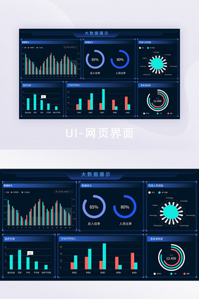 深色大气后台网页数据可视化ui网页界面图