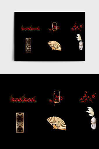 红色中国风中式婚礼元素图片