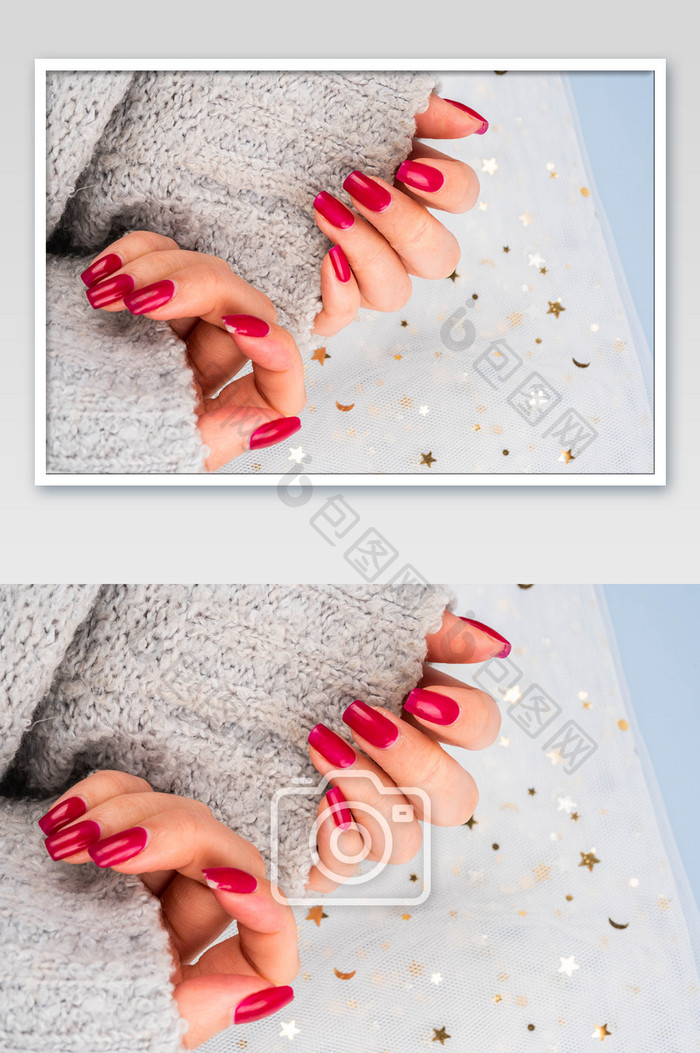 时尚的红色指甲摄影图