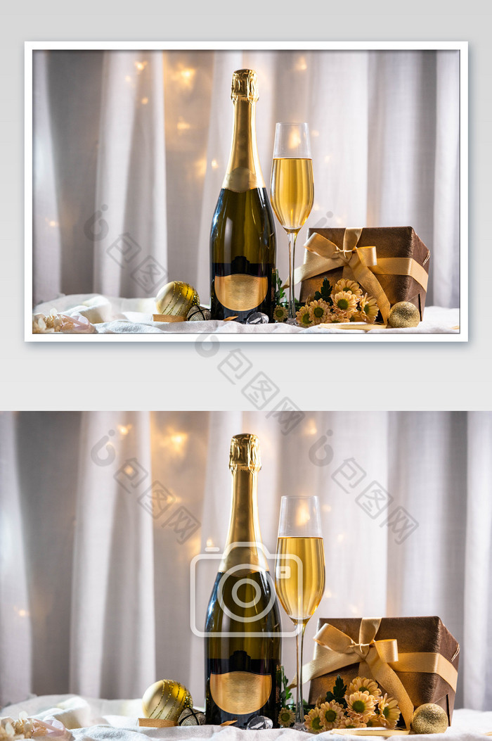 圣诞节香槟酒酒瓶图片图片