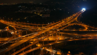 重庆网红盘龙立交夜景全景实拍